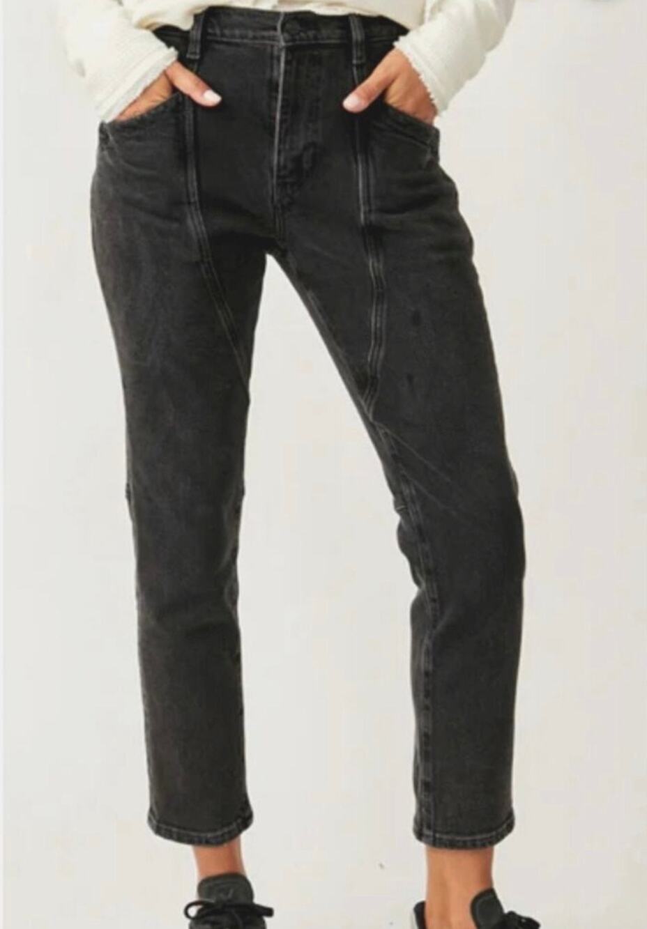 We The Free Women’s Beacon Mid-Rise Slim Crop Black Wash Jeans Size 27